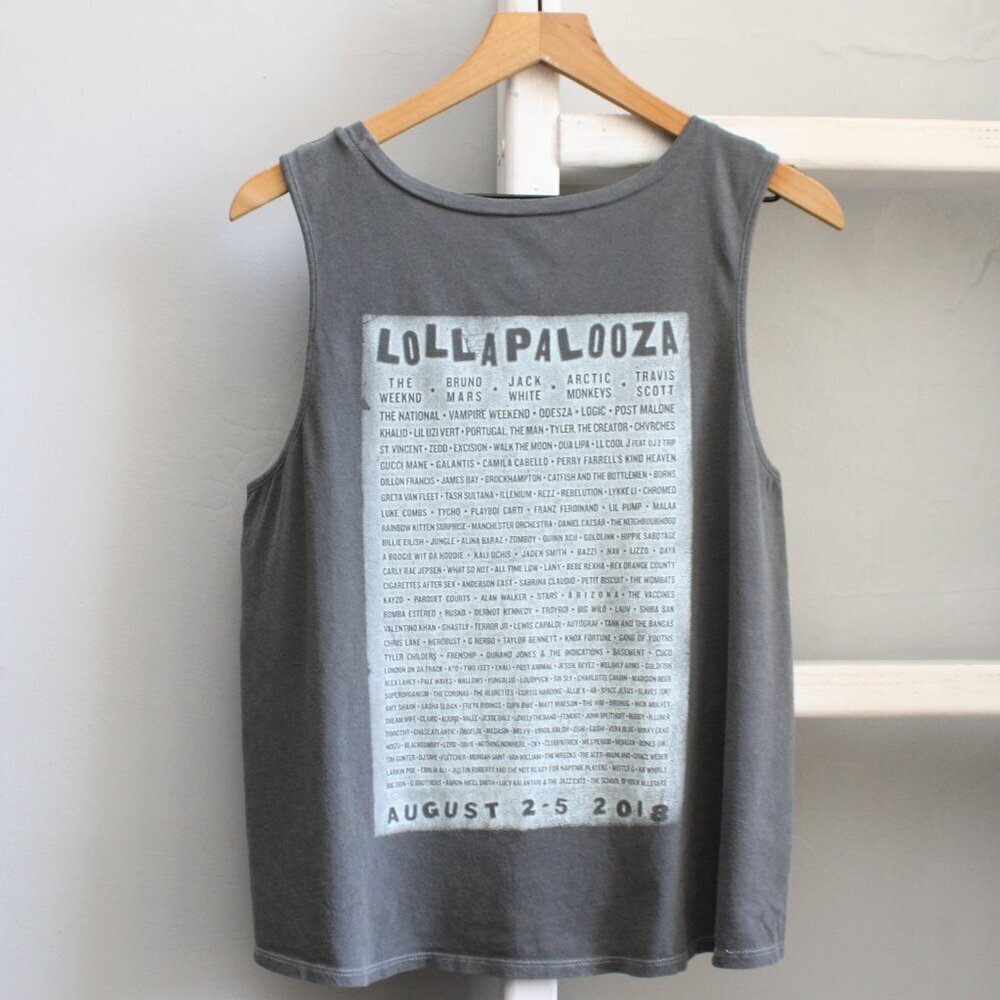 Lolla Chicago 2018 American Eagle Grey Screenprint Women's Tank Size Large - Picture 2 of 5